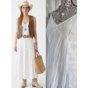 VTG 80s Cabernet White Eyelet Embroidered Maxi Slip Dress XL Coquette